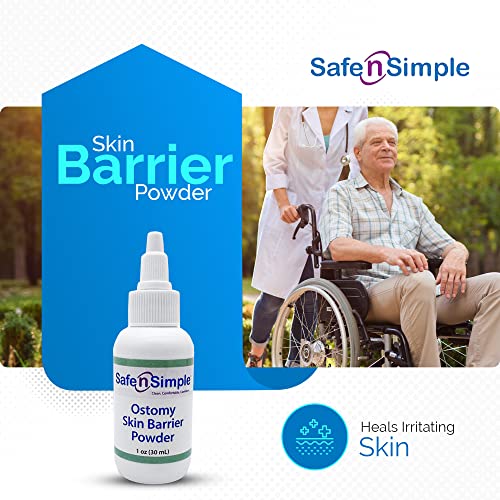 safe n39 simple stoma skin barrier powder - 1 oz - medicated protective skin barrier powder - skin barrier protection ostomy powder supplies - stoma adhesive powder