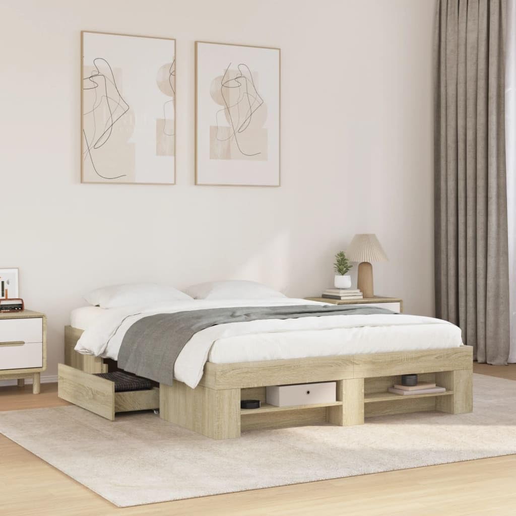 -Bed Frame Without Mattress 120x200 cm Engineered Wood-