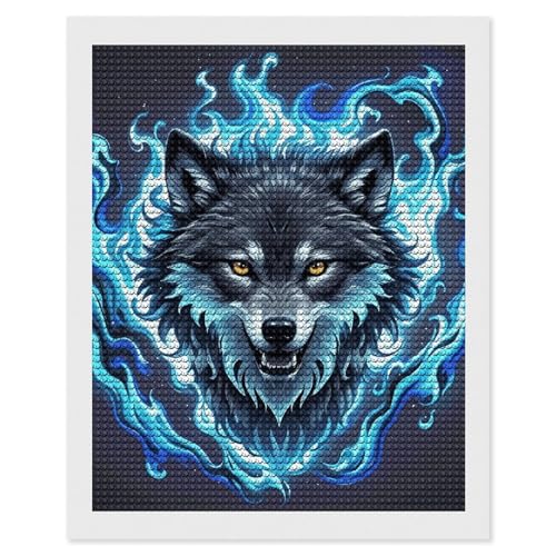 Kit de peinture diamant loup FodPand 40x50 cm avec strass ronds complets pour adulte