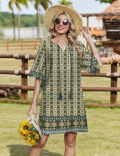 Image of Zeagoo Womens Summer Dress Casual Ruffle Tiered Floral Square Neck Sundresses Beach Boho Mini A-line Dress 2026 with Pockets