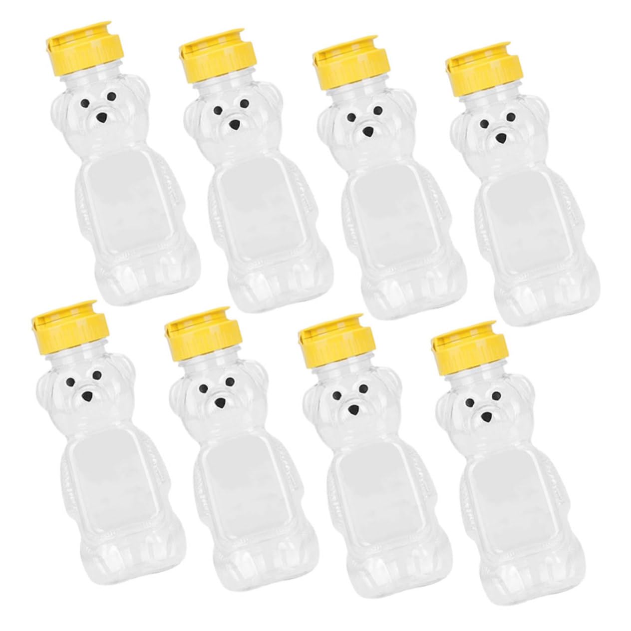 ULTECHNOVO 8Pcs Refillable Bear Shaped Bottles Juice Beverage Containers Honey Jars for Smoothies Milk and More for Sharing Festivals