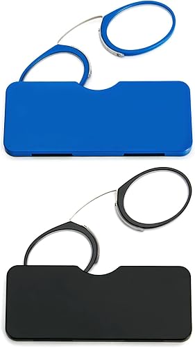 DXYXYO Mini lentes de lectura sin brazos con clip en la nariz para hombres y mujeres paquete de 2 lectores delgados y compactos con estuche portátil