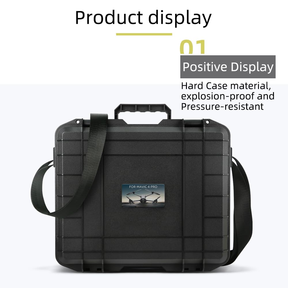 Custodia protettiva impermeabile per DJI Mavic 4Pro, custodia rigida per drone Mavic 4Pro con tracolla, custodia antiurto da viaggio per accessori DJI (nero), Nero , Unisex