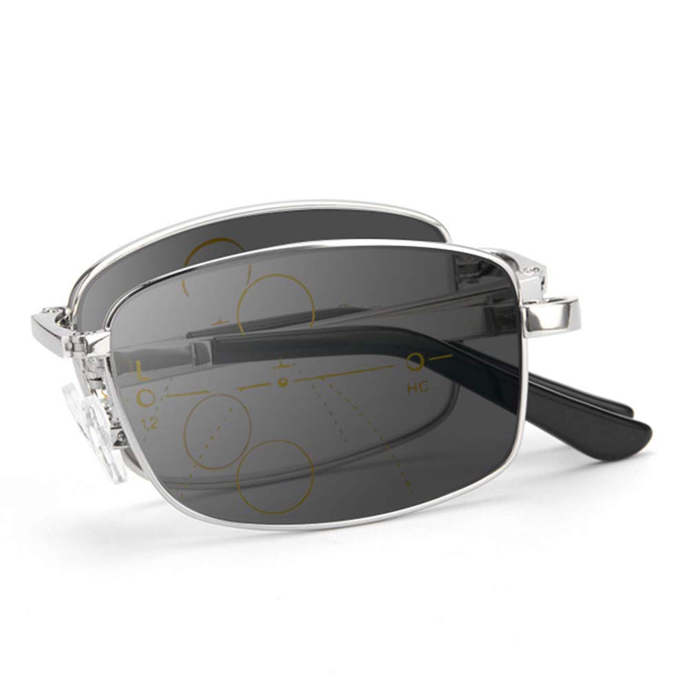 MANG Gafas De Lectura Plegables Lectores De Ordenador Multifoco Progresivos Gafas De Presbicia Fotocromáticas Gafas De Sol Plegables De Bolsillo Compacto Lentes Premium para Hombres
