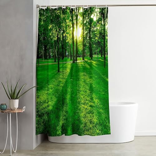Rideau de douche imperméable 180x200 polyester motif arbres vert - 3