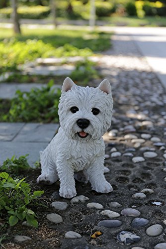 Estatua de perro terrier sentado blanca miniatura 3