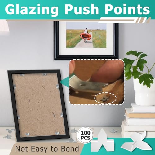 Image of 100 Pcs Glazing Push Points - Zinc Plated Glazier Points for Picture Framing, Windows, Glass Installation & DIY Crafts