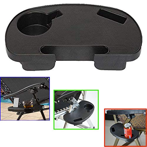 Clip-on Mounting Stand Accessory Tray with Drink Holder and Mobile Phone Device Slot Holder Stand for Most Zero Gravity Chair Clip-on Mounting ?No Tools Required?