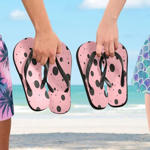 CEBUGI Unisex Flip Flop -Flat Sandal -NonSlip Couple Slippers -Natural Rubber Foam Soles Ultimate Comfort and Durability for Indoor Outdoor|Black Dots4