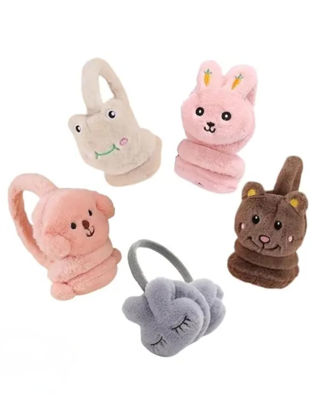 Cute Animal Plush Earmuffs, Winter Ear Warmers for Kids and Adults, Soft Fur Earband with Cat, Rabbit, Bear Designs, Cold Weather Protection, Random Color-image-29