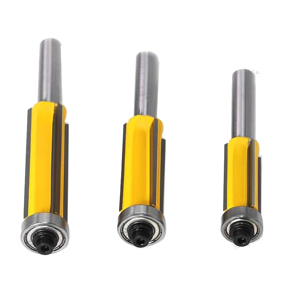 3 brocas de fresado de 8 mm con 4 flautas con rodamiento superior para carpintería, herramienta de fresado