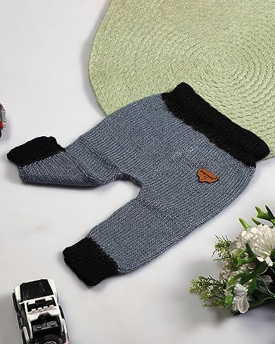 Image of WEGMANS Kids Winter Wear Dress Full Pant Grey Black Handmade Woolen Lowers for Boys