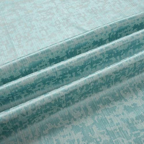 Image of Crosshatch Pastel Blue Polyester Window Curtains 5 Feet | Darkening Drapes with Eyelets | Set of 1 Panel for Living Room, Bedroom & Office