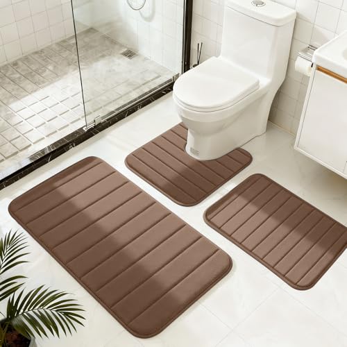 Neween Bathroom Rugs Sets 3 Pieces Ultra Soft High Density Foam Bath Mat Set, Absorbent Quick Dry...