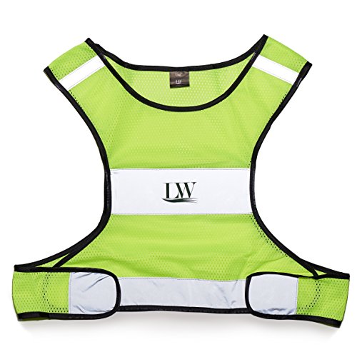LW Reflective Running Vest Biking Cycling Walking Yellow Safety with Bonus Reflective Sticker (S/M)