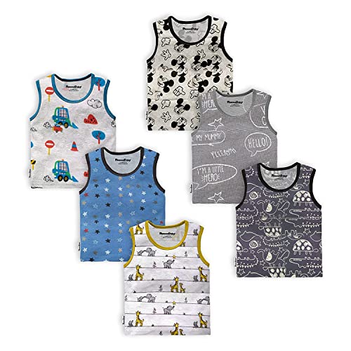 Image of NammaBaby Unisex Baby Boys and Girls Sleeveless Regular Fit T-Shirt Top