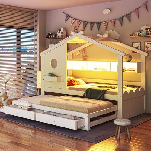 Lit Enfant 90x200cm avec Port USB et lumière LED,Conception de Maison,Lit d'enfant...