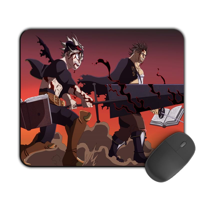 Image of Printed Design Mouse Pad Yami X Asta in Fight (200MM X 240 X 3MM) Enhance Gaming and Work Performance Comfortable and Precise Non-Slip Water Proof Black Clover Mouse Pad.