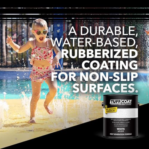 Image of Tuff Coat Medium Texture Rubberized Non-Skid Deck Coating - Textured Non-Slip Safety Surface for Pool Decks, Docks, Boat Ramps, Patios, Walkways & High-Traffic Areas (UT-219 White 1-gallon)