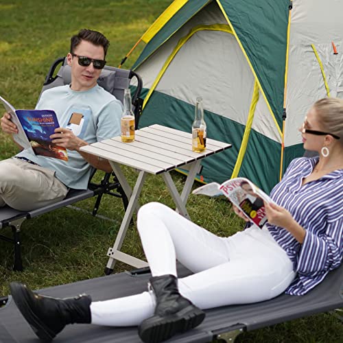 SUNNYFEEL-Folding-Camping-Table-Lightweight-Aluminum-Portable-Picnic-Table-185x185x245-Inch-for-Cooking-Beach-Hiking-Travel-Fishing-BBQ-Indoor-Outdoor-Small-Foldable-Camp-Tables