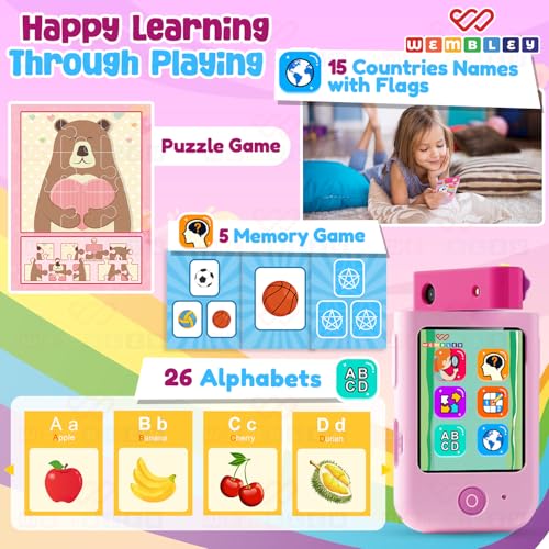 Image of Wembley My First Smart Phone| Mini Toy Mobile for Kids Age 3+| Adorable, Educational & Fun | with Rotating Camera & Strong Battery| Perfect for Boys & Girls (Unicorn)