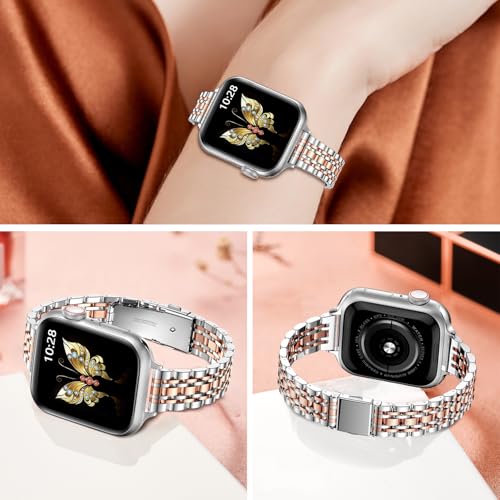 Image of MioHHR Slim Metal Band Compatible with Apple Watch Bands 42 /41 /40 /38mm