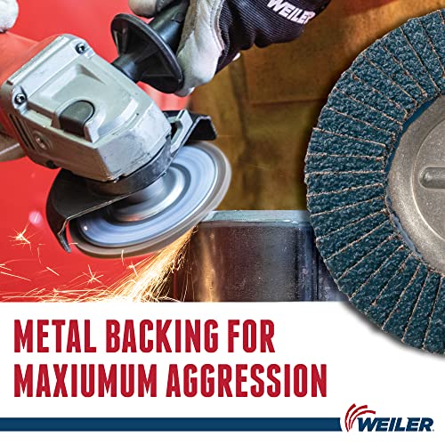 Image of Weiler 50512 Tiger Abrasive Flap Disc, Type 29, Round Hole, Aluminum Backing, Zirconia Alumina, 4-1 /2 inch Dia., 36 Grit