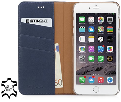 Housse porte-cartes en cuir StilGut bleu foncé pour iPhone 6/6s Plus 5.5"