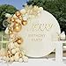 HELAKU Ivory Round Backdrop Cover - 7.2x7.2ft Ivory Circle Backdrop with 2 Backdrop Clips Round Photography Background for Birthday Party Baby Shower Wedding Decorations