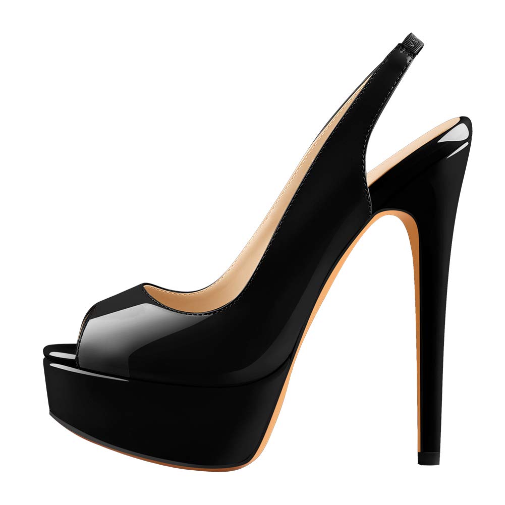 Only maker Damen Plateau Sandaletten Peeptoe Slingback High Heels