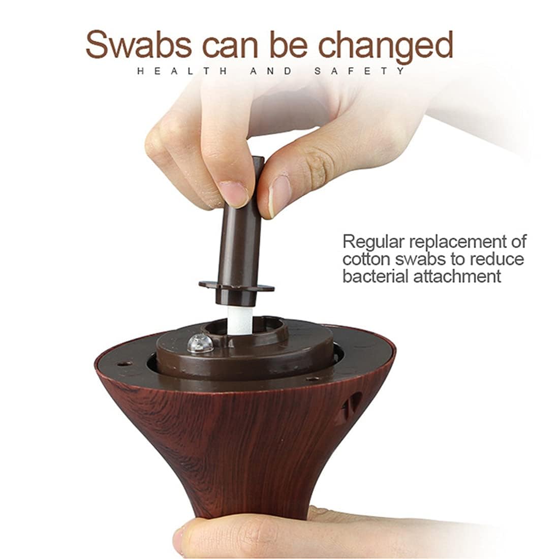 mobigon Wood Cool Mist Ultrasonic Humidifier for Room Moisture, Aroma Diffuser for Home, 200ml Essential Oil Diffuser with 7 Colorful Night Light, Auto Shut-Off, Home, Office, car (E.Dark Brown)