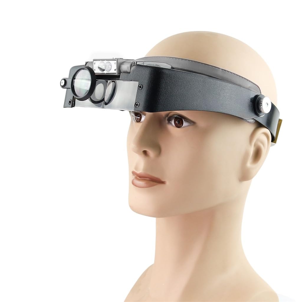 Montierte Lupe mit 2 LEDs, Pflege-Lesebrille, Schönheitsbrille, Lupe,