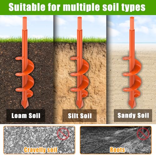 Insaga 2Pack Auger Drill Bit for Post Hole Digger, Spiral Garden Earth Auger Bulb Drill Bit for Planting 1.6 x 9'' and 4 x 12'', Hole Digger for Fence Posts,Flowers Plants, Fits 3/8" Hex Drive Drill - Image 5