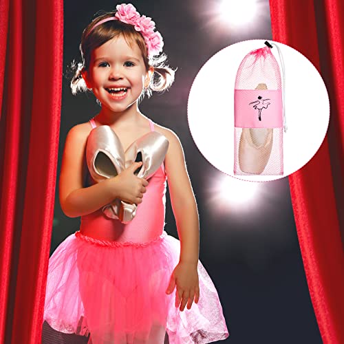 Shappy 4 Pcs Ballet Shoes Bag Pink Mesh Pointe Shoe Storage Ballet Dance Drawstring Pouch for Women Girls4