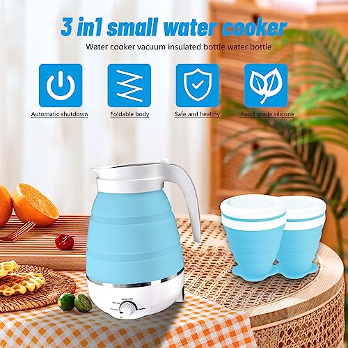Tetera Eléctrica Plegable 600ml con 2 Vasos Plegables Azul miniatura 2