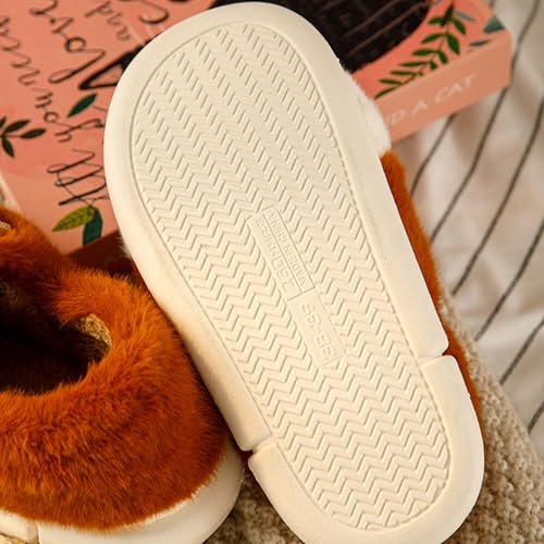 Striped Cat Paw Cozy Plush Closed - Toe Slippers Thickened Warm Non - Slip PVC Sole Unisex Indoor Outdoor House Shoes3