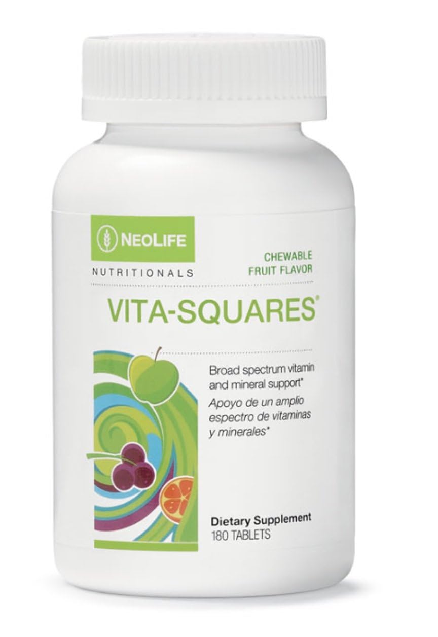 NeoLife Vita-Squares - Chewable Multivitamin for Kids, 18 Essential Vitamins & Minerals, Iron, Zinc, Vitamin D3, B-Complex, Vitamin for Kids