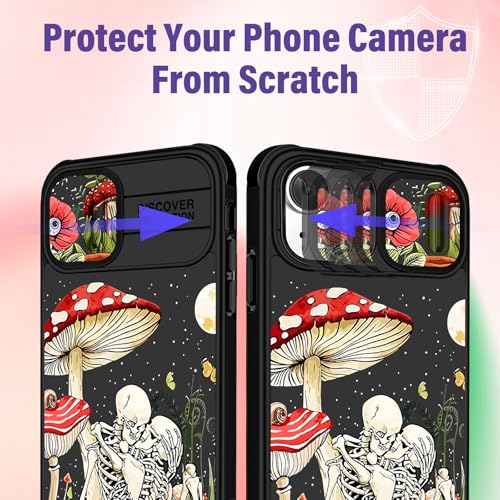 Image of Funermei (2in1 for iPhone 14 Plus Phone Case for Women Cute Girls Skull Cover Skeleton Goth Fun Funny Spooky Horror Gothic Scary Design with Camera Cover Funda for Apple for iPhone 14 Plus Case