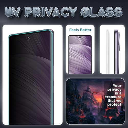 Image of ArmourPro UV Privacy Tempered Glass Screen Protector for Vivo V40 (6.78 Inch, Pack of 2) Edge to Edge Full Screen Coverage | Anti-Spy, Anti-Peeping & 9H Hardness Glass