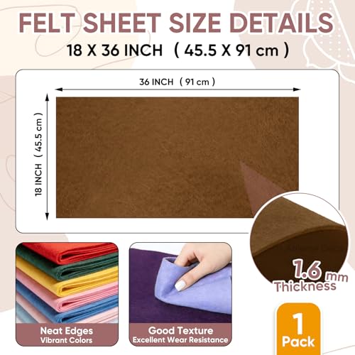 Image of Soft Felt Fabric Sheet 18 inch x 36 inch, 1.6mm Acrylic Craft Felt, Reddish Brown | Soft Thick Felt by The Yard, Large Precut Sheet, Nonwoven Fabric for Sewing DIY Crafts, Classroom & Home Decor