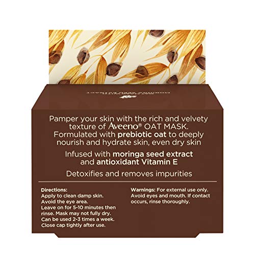 Aveeno Oat Face Mask With Detoxifying Moringa Seed Extract And Vitamin E Antioxidant, To Remove Skin Impurities, Paraben Free, Phthalate-Free, 1.7 Oz #TOP5