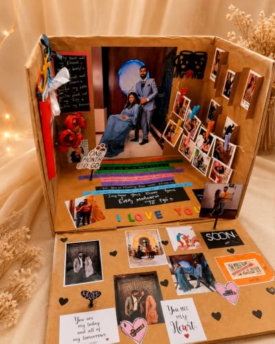 Image of HBH Custom Photo Box with Multiple Compartments Keepsake Storage | Customized Photo Frame