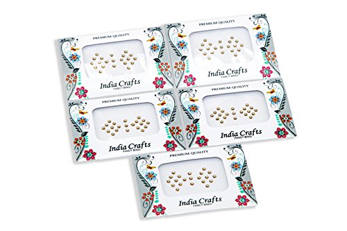 India Crafts(TM) 84+84 Bindi Dots Bindi Stickers Diamond,Gold Beads Surrounded Dots Bindi Pack