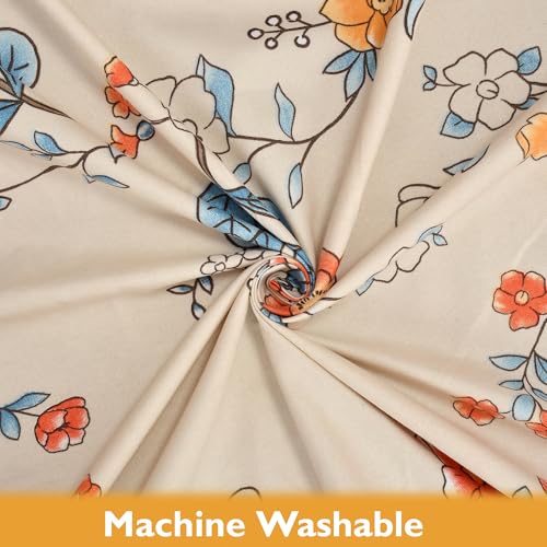 Image of Fresh From Loom Anti Fade Floral Print 240 TC Microfiber King Size Bedsheet Set with 2 Pillow Covers - Soft Fabric (90 x 95 inch| Beige, Floral Design)