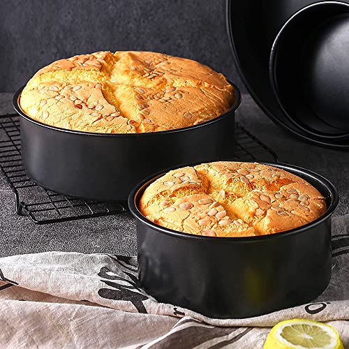 4.5-Inch & 6-Inch Cake Pan Set, Set Of 2, Round Baking Pan, Stainless Steel Birthday Wedding Metal Layer Cake Pans, Non Toxic Coating, Straight Side, Easy Clean Easy Release, 2 Inch Deep #TOP3