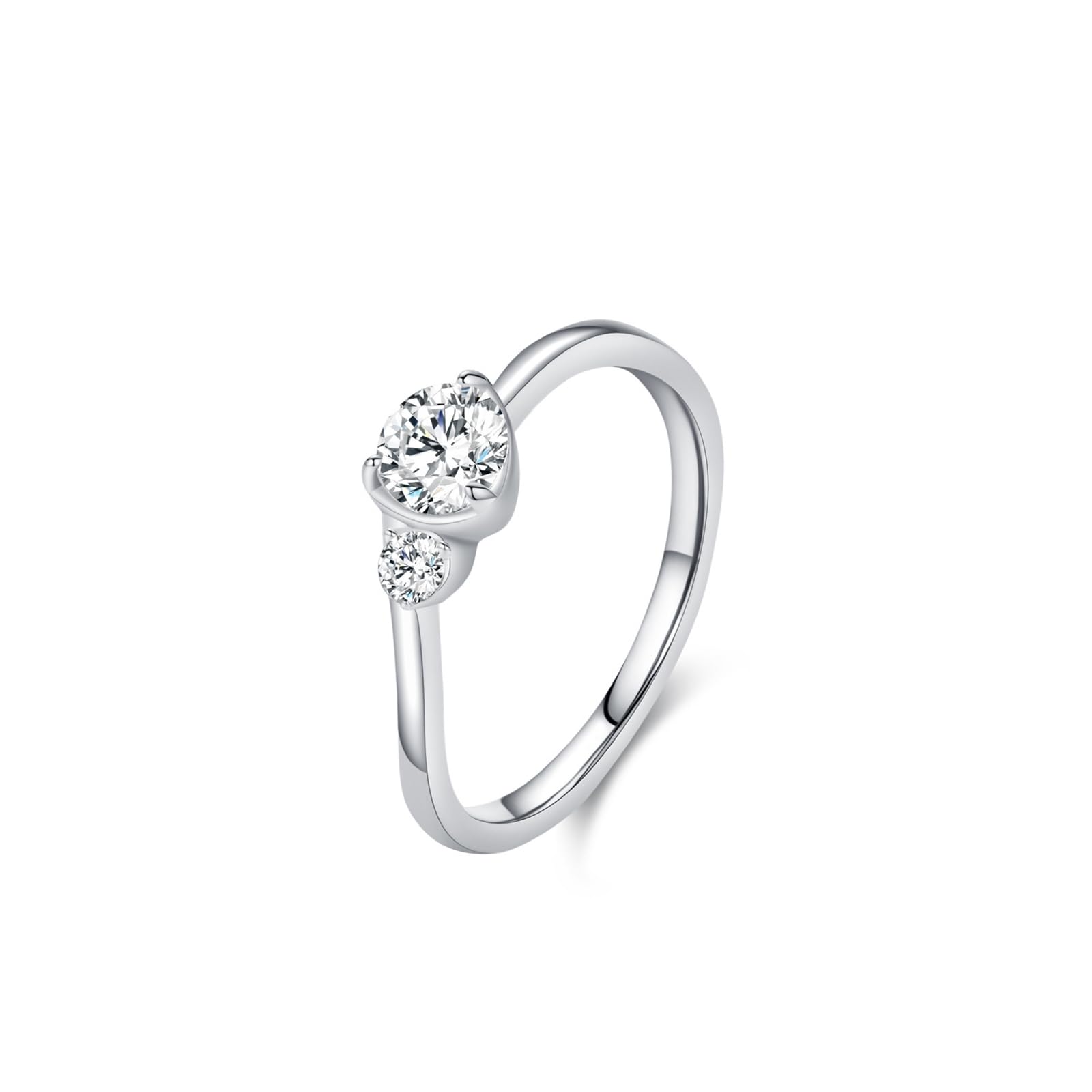 Anillo de oro para mujer, oro blanco, alianzas solitarias con diamante cultivado en laboratorio de 0,5 quilates, anillo de boda de oro real para mujer