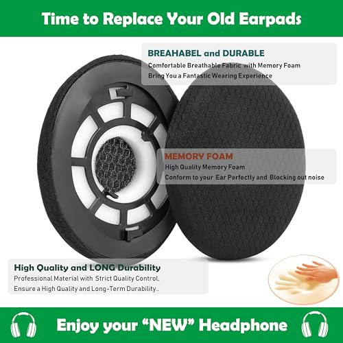 Almohadillas de repuesto para auriculares RS120, compatibles con Sennheiser RS120/RS100/RS110/RS115/RS119/RS117/HDR120/TR120/RS135, con tela transpirable y espuma viscoelástica miniatura 6