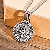 YAHOYA North Star Men Necklace,Stainless Steel Compass Pendant,Mens Jewelry, Coin Form Handmade Necklace #5
