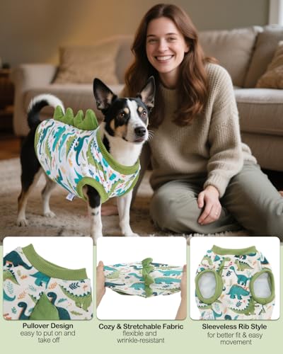 Image of CuteBone Dinosaur Costume Dog Shirt, Stretchy Velvet T-Shirt Clothes for Small Dogs, Soft & Breathable Pet Tee Outfit Cat Apparel for Daily Wear, Cozy Pullover Design Puppy Fashion COSBX03S