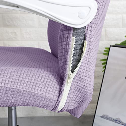 Image of FORCHEER Office Chair Cover Water Repellent Jacquard Armrest Swivel Chair Slipcovers Removable Stretch Universal Computer Chair Cover L with Chair Arm Cover 2P-Purple